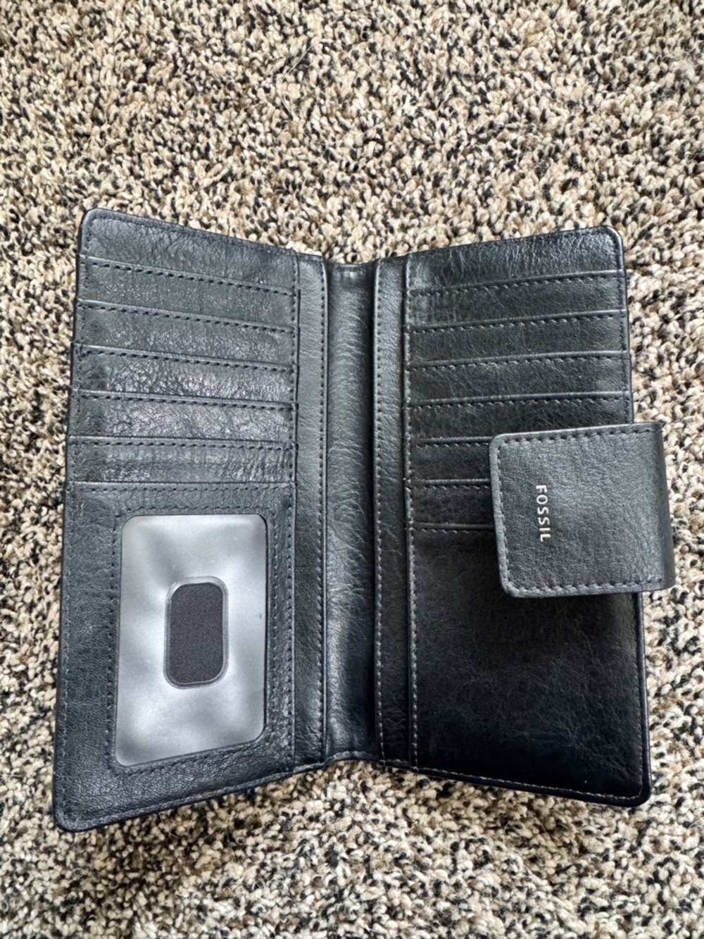 Fossil Leather Leopard-Print Wallet with Black & White Stripe - Picture 2 of 3